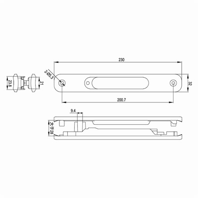 推拉门钩锁GS-A08尺寸图
