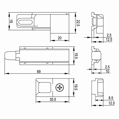 平开窗插销CX-B01尺寸图