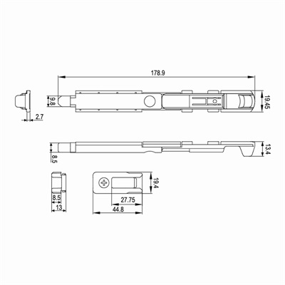 平开窗插销CX-B02尺寸图