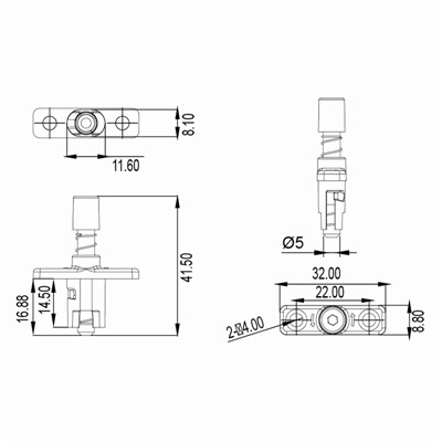 纱窗插销CX-E03尺寸图