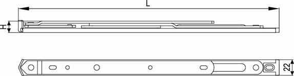22槽平开窗滑撑尺寸图