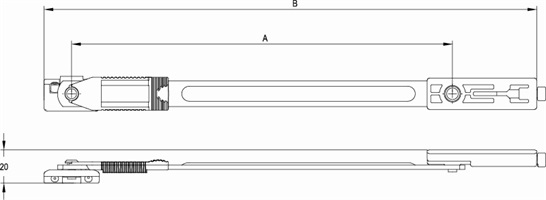 OBXWC限位窗撑尺寸图