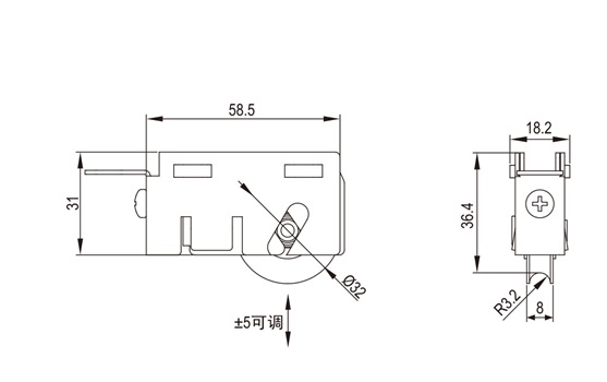 推拉门窗滑轮HL-A28尺寸图