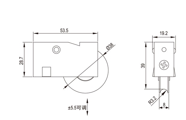 推拉门窗滑轮HL-A27尺寸图