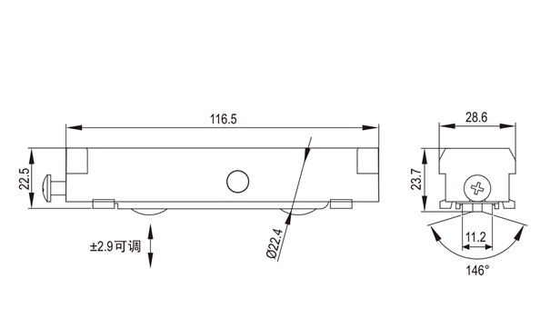 推拉门窗滑轮HL-C01尺寸图