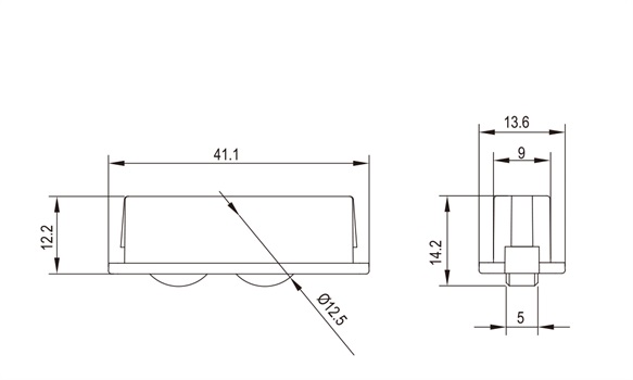推拉门窗滑轮HL-C08尺寸图