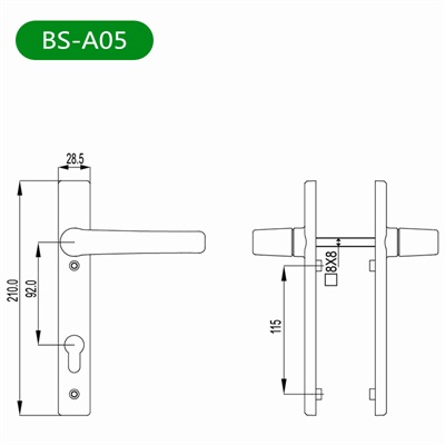 平开门把手BS-A05尺寸图