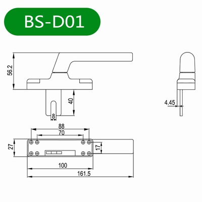 外平开窗把手BS-D01尺寸图
