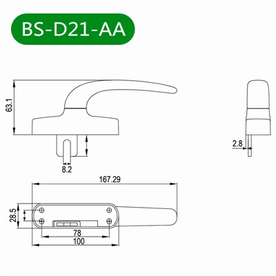 外平开窗把手BS-D21-AA尺寸图