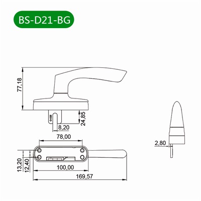 外平开窗把手BS-D21-BG尺寸图