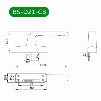 外平开窗把手BS-D21-CB尺寸图