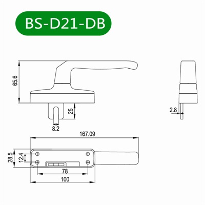 外平开窗把手BS-D21-DB尺寸图
