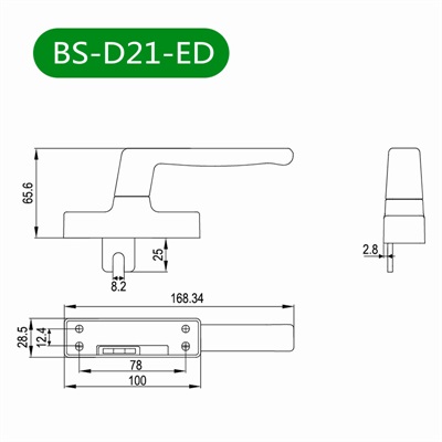 外平开窗把手BS-D21-ED尺寸图