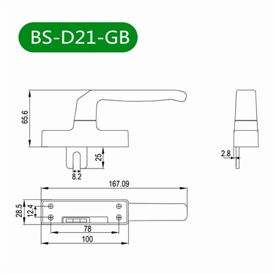 外平开窗把手BS-D21-GB尺寸图