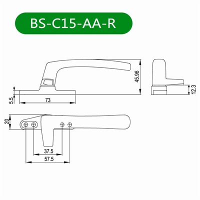 平开窗把手BS-C15-AA-R尺寸图