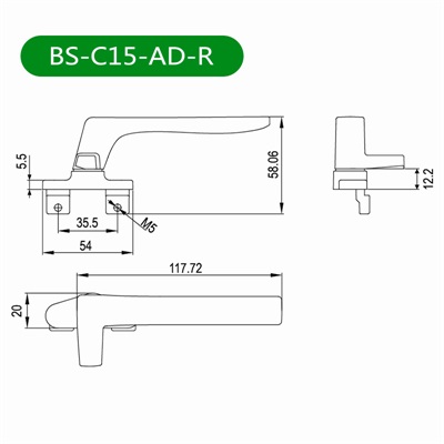 平开窗把手BS-C15-AD-R尺寸图