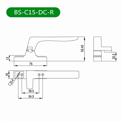 平开窗把手BS-C15-DC-R尺寸图
