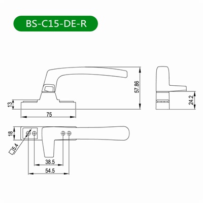 平开窗把手BS-C15-DE-R尺寸图